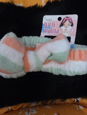 Kids Striped Bow Headband - Pastel Pink, Mint & White